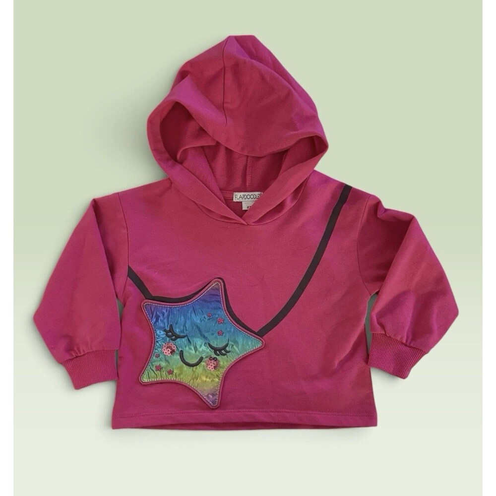Flapdoodles 2T Hot Pink Star Sequin Pocket Hoodie NWT Toddler Girl